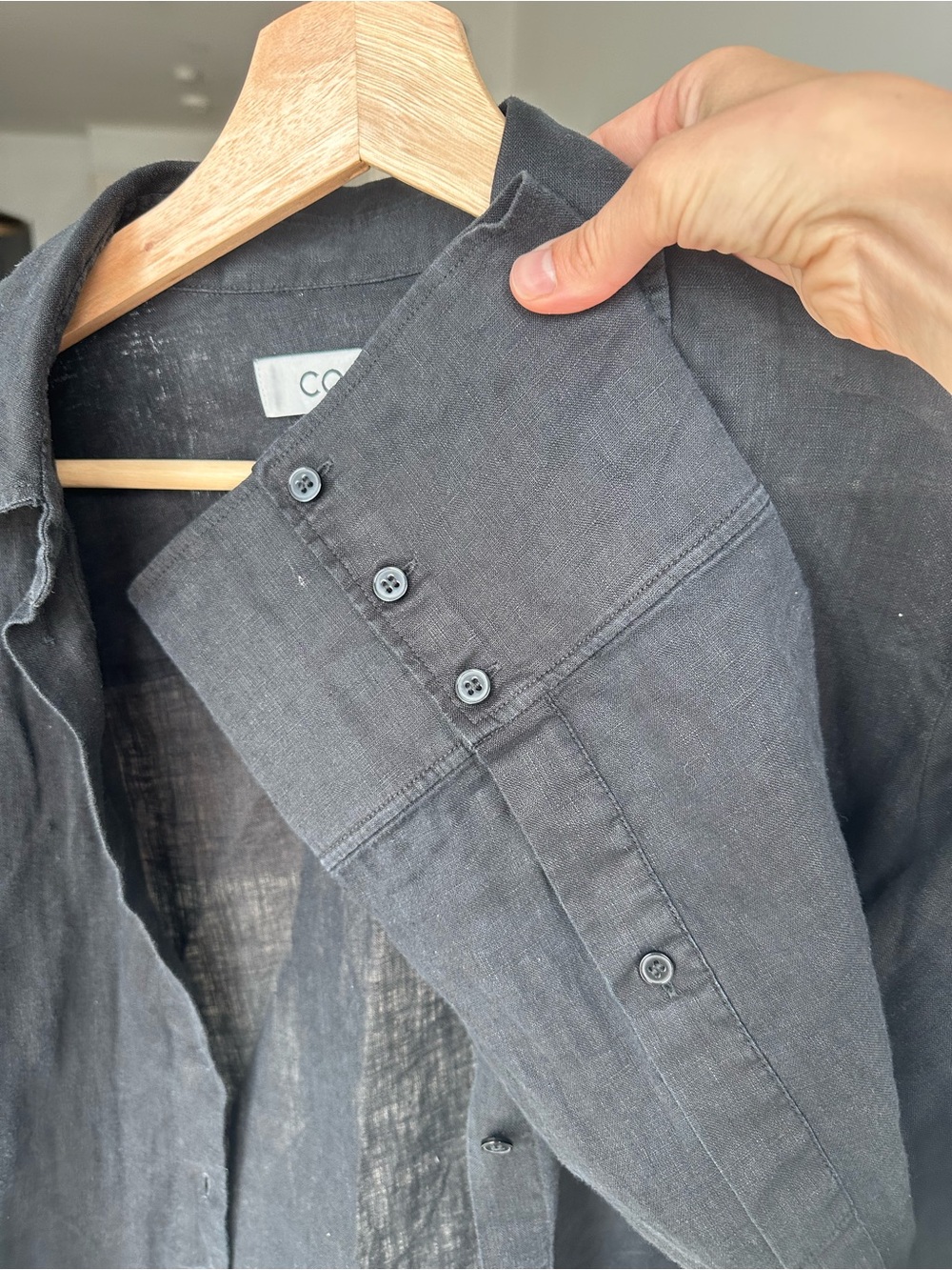 COS Linen Black Oversized Button-Up Shirt - Picture 11 of 15